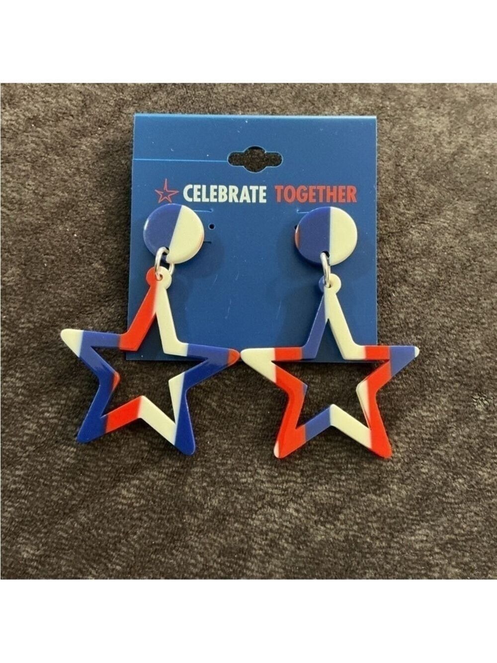 Celebrate Together Patriotic pierced post back star dangly earrings
